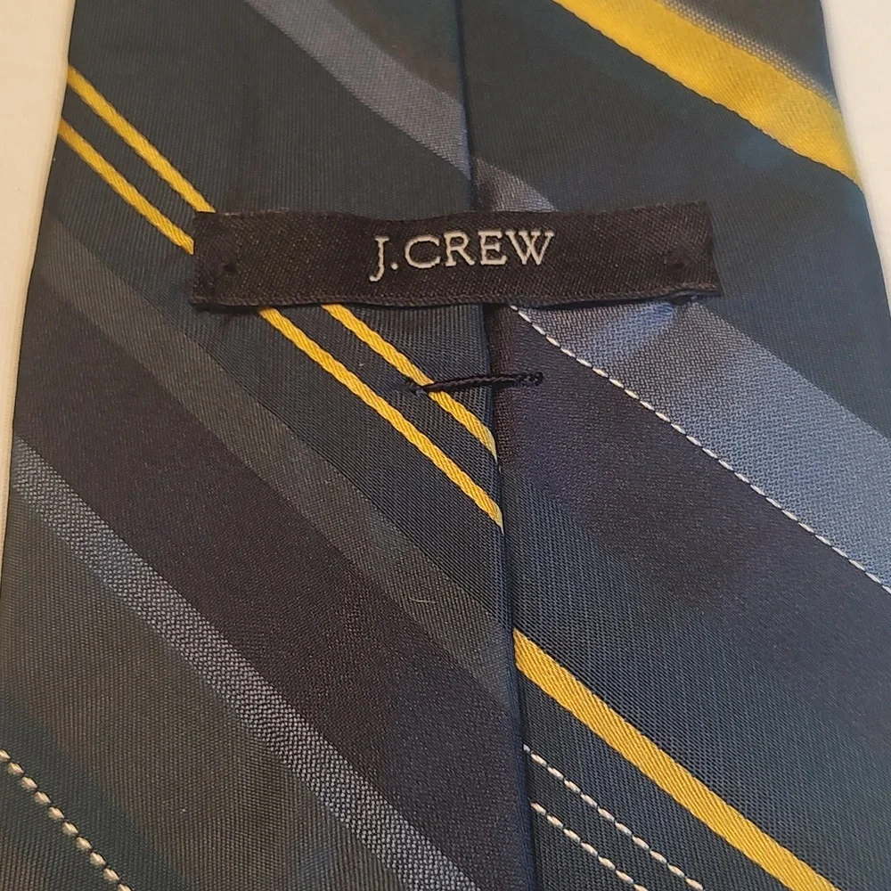 Preppy blue and yellow stripe tie lot J Crew and London Colors